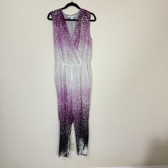 Diane Von Furstenberg Pants - Diane Von Furstenberg‎ Womens Jumpsuit Size 8 Silk Purple Unique Pockets Spotted